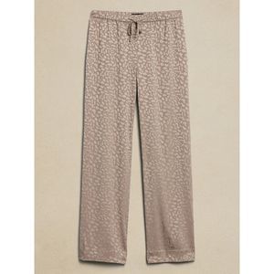 Banana Republic Wide Leg Satin Pull-On Pant, Leopard Print, Size XXS